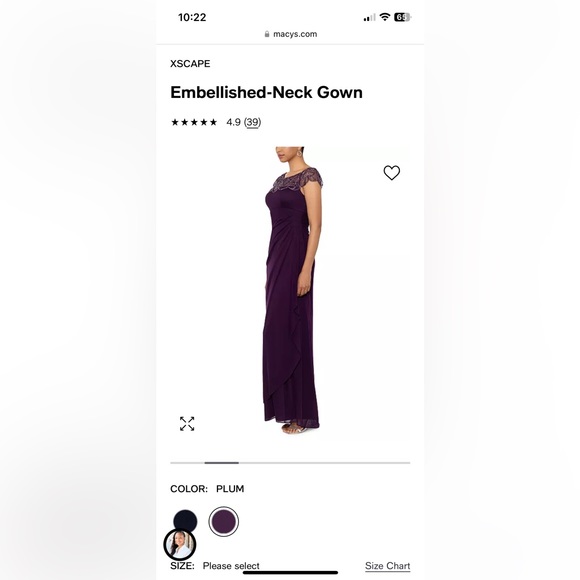 Xscape Brand Size 12 Plum Color Long Gown - Picture 5 of 13